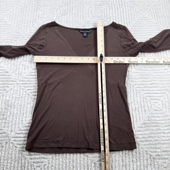 VTG Banana Republic Blouse Womens S Brown Stretch V Neck Retro Capsule Boho Y2K - Picture 3 of 9